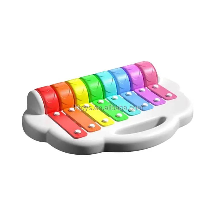 Instrumento musical educacional infantil 2 em 1 para bebês, instrumento musical arco-íris xilofone, piano de rolo de rock, 8 balanças, instrumento musical xilofone