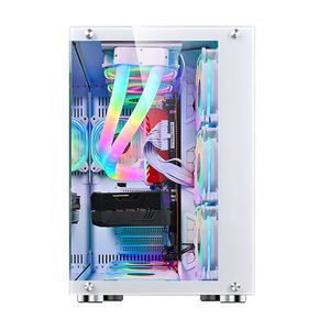 Caja fuente de alimentación de computadora de escritorio PC Gaming Computer Tower hardware y software de computadora caja blanca gabinete de juegos 10 ventiladores