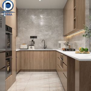 Prima Modern Timber Veneer Finish Cabinets Provided <strong>Rendering</strong> <strong>Design</strong> and Free <strong>3D</strong> Drawing Service - Product Image 3
