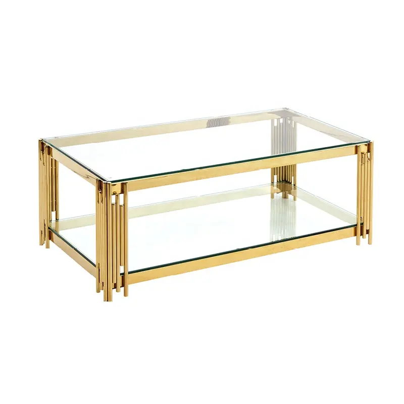 Three sizes gold silver rose color stainless steel coffee table luxury style for living room furniture free sample modern design