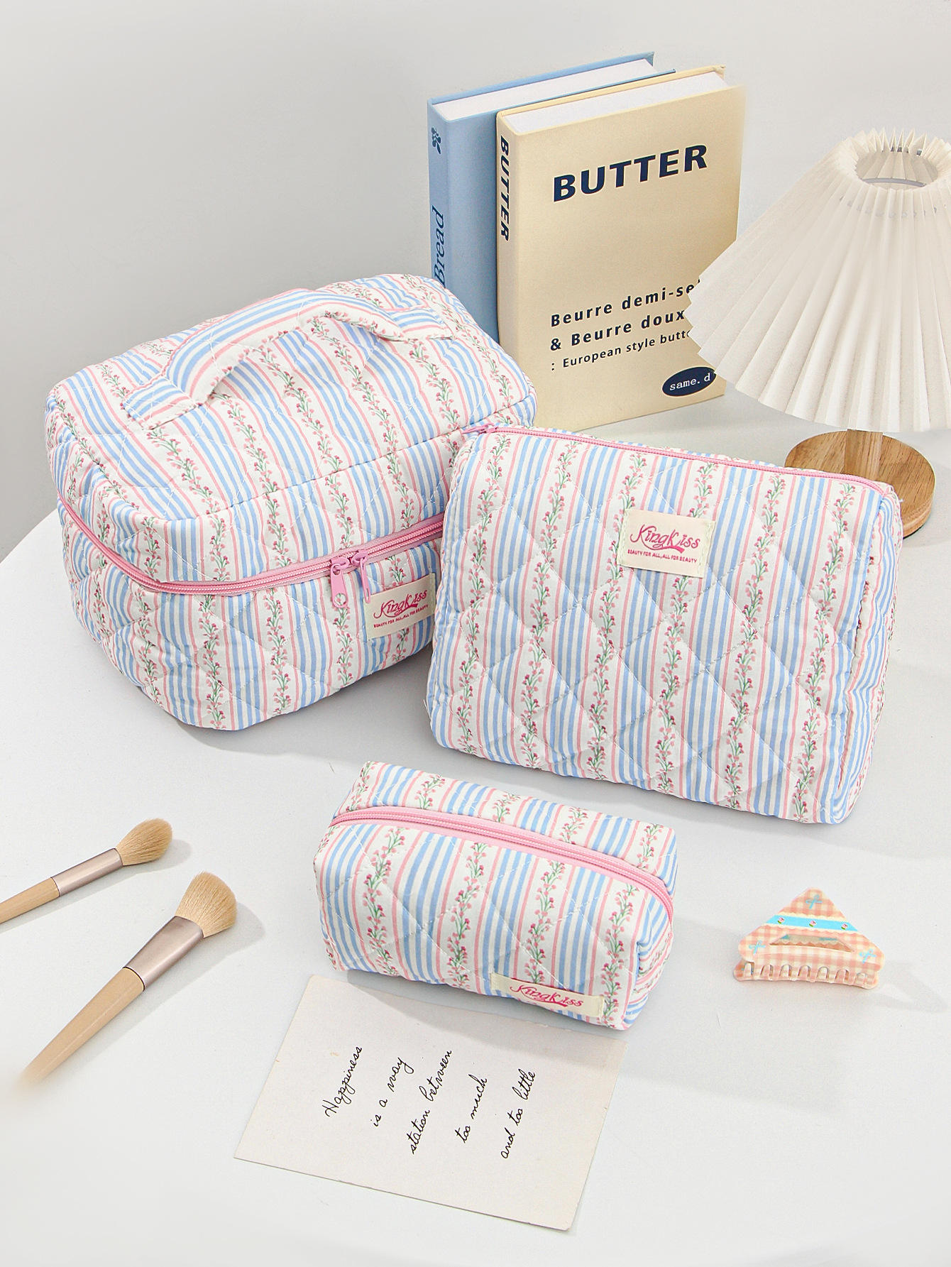 Bouquet rayé bleu rose