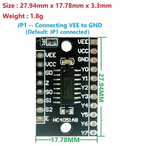 2x 8ch analogico Multiplexer/Demultiplexer 74 hc4051 modulo per Arduino Raspberry Pi Breadboard