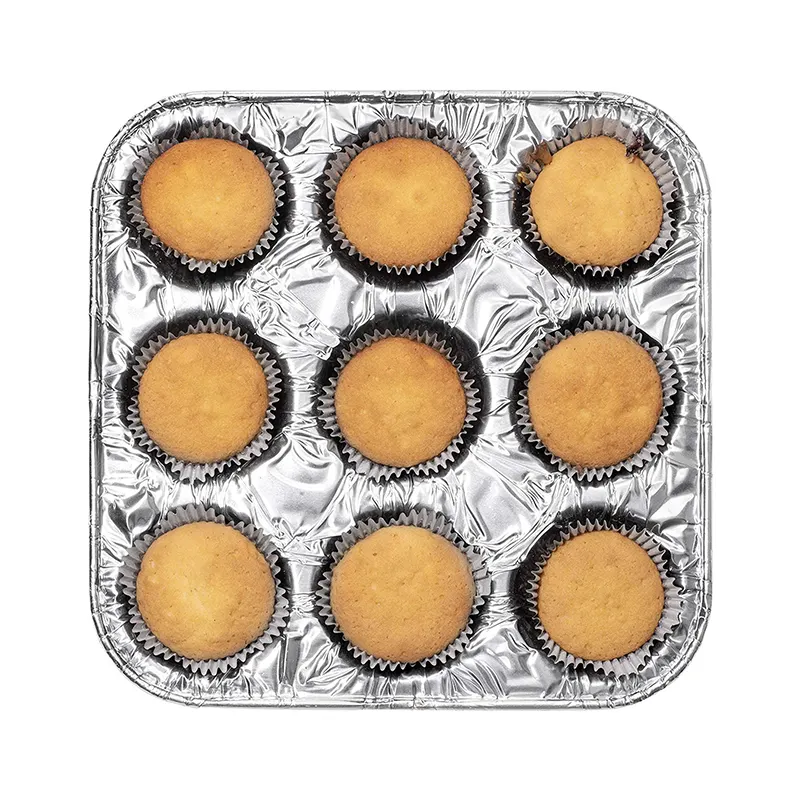 Bakeware Không Dính Dùng Một Lần Nhôm Foil Cup Tray Baking Hình Chữ Nhật 9-Cavity Mini Cupcake Muffin Chảo Cho Đám Cưới/Đảng