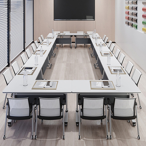 Dobrável móvel Duplo Múltiplo Pessoas Treinamento Mesa De Sala De Conferências com Rodízio Mobiliário De Escritório Personalizado