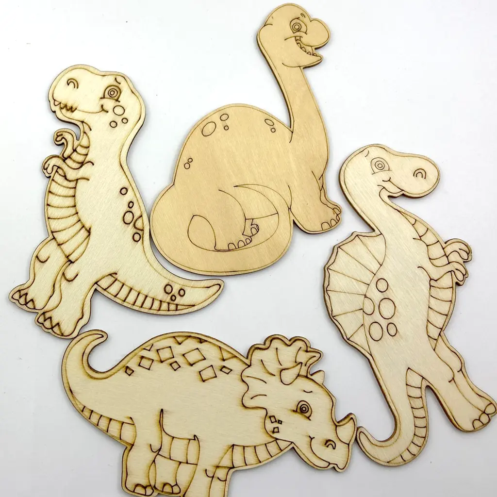 Hot sell dinosaurs customized wood crafts pine chips DIY handcrafted accessories for home decoration