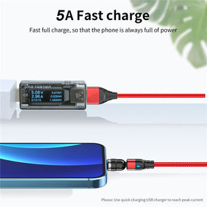 Hızlı şarj cep telefonu mıknatıs şarj mikro USB tip C manyetik veri kablosu Iphone Android standart örgü için 540 döndür 5A - Product Image 4