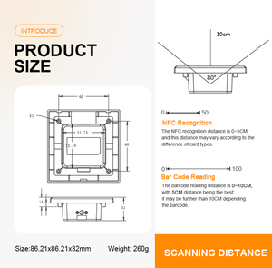 Rakinda RD005 QR Code IC ID เครื่องอ่านบัตรควบคุมการเข้าถึง Wiegand สนับสนุนอินเตอร์เฟซ RS232/485ป้องกัน IP65 ISO/IEC 14443A - Product Image 4