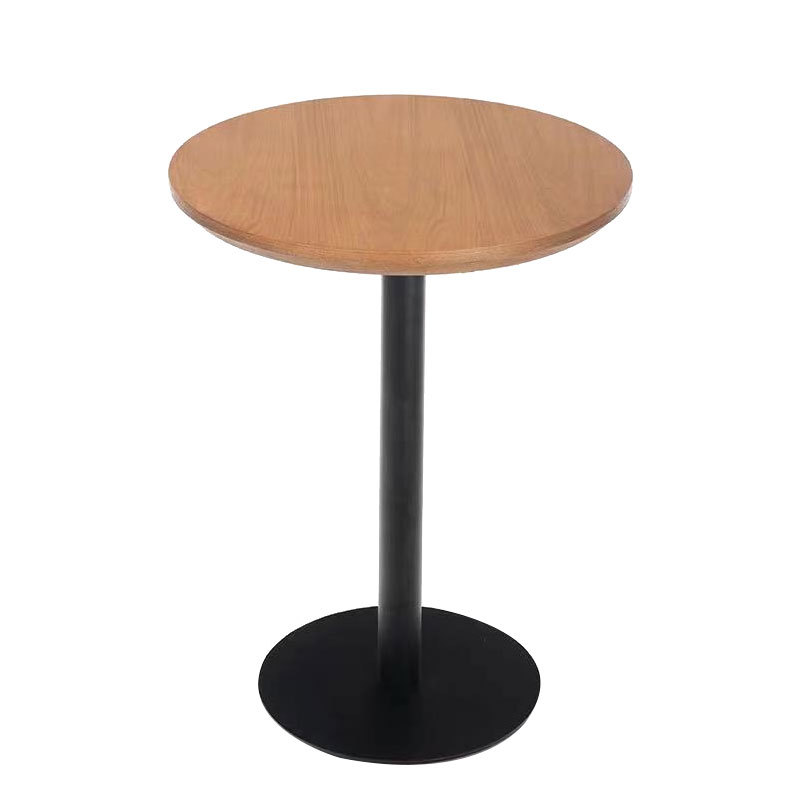 Table ronde avec placage bois (pieds en tôle d'acier)