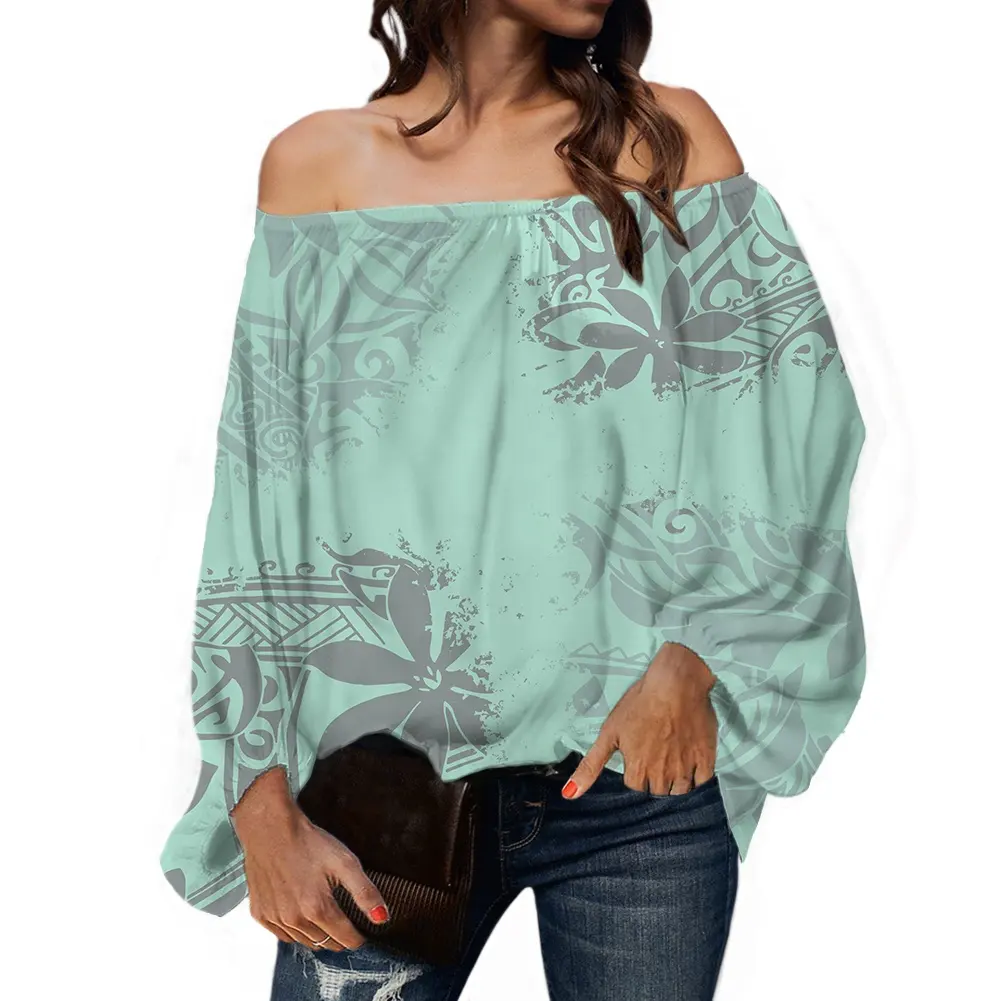 Penjualan laris blus kasual lengan Puff pakaian kepulauan Pasifik blus kasual Hawaii desain tato samoian Polinesia baju wanita musim gugur