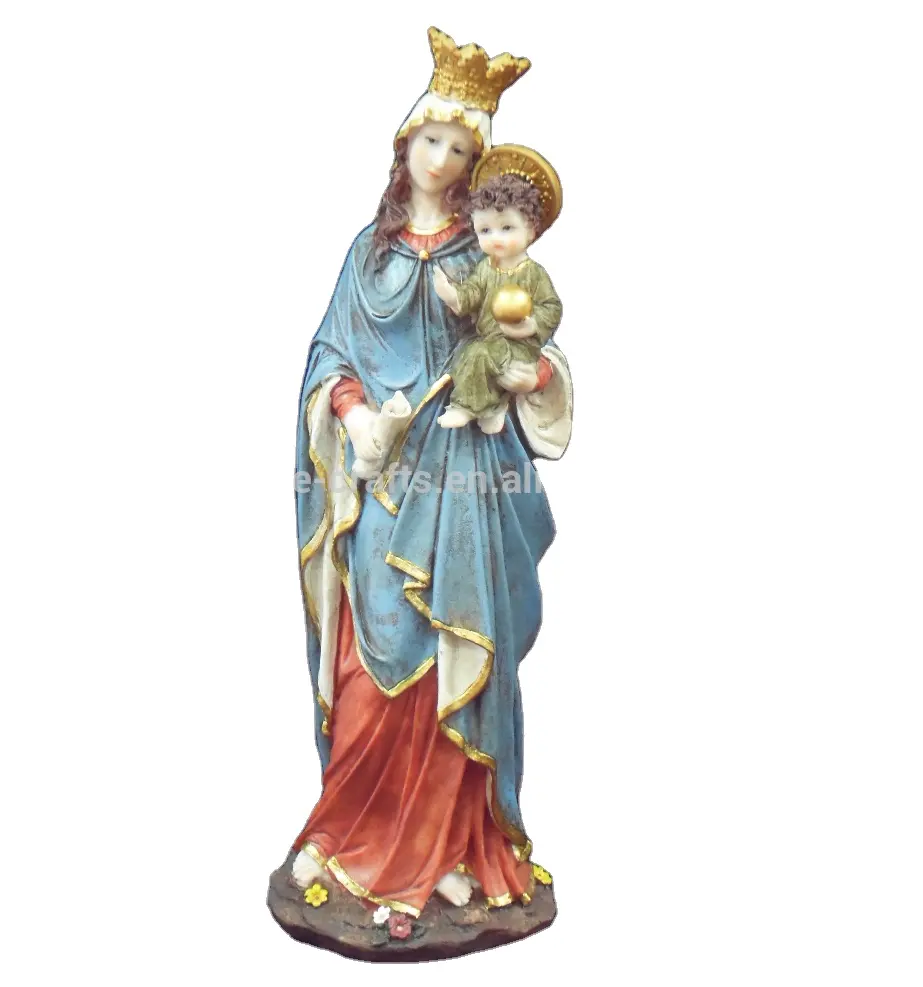 Estatuilla religiosa de poliresina María estatua católica para decoración del hogar naturaleza virgen hogar decorativo 8 pulgadas figuritas de jardín