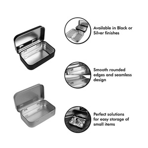 Wholesale Custom Printed Metal <strong>Hinged</strong> Tin <strong>Box</strong> Small Rectangular Tin <strong>Box</strong> for Storage - Product Image 3