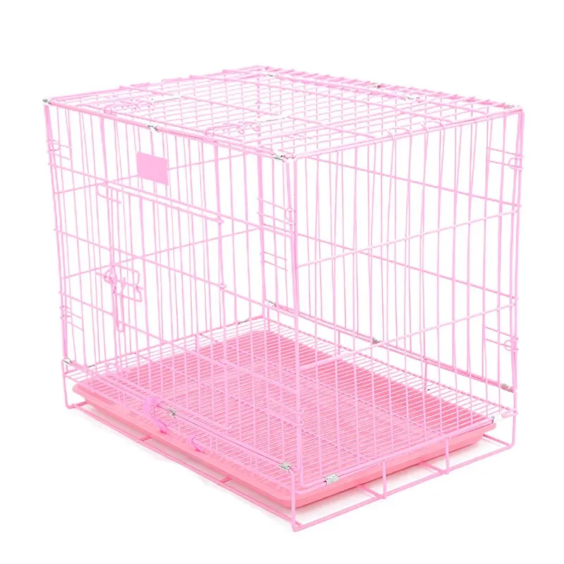 Waterproof Pet Collapsible Crate Double Doors Metal Folding Wire Dog Cage For Small Dogs as Kennel