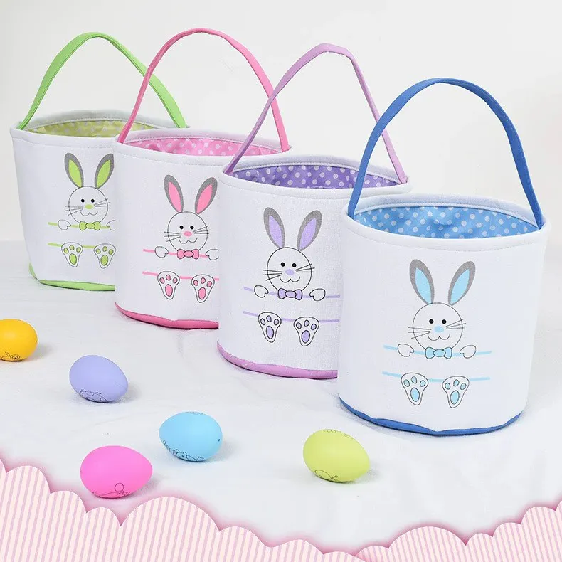 Ucuz toptan 2024 DIY kişiselleştirilmiş kız çocuklar hediye Tote paskalya sepeti çanta yumurta avı Bunny sepeti çocuklar için