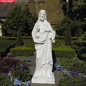 Youfine nhà máy Tay Chạm Khắc tùy chỉnh Christian Nhà thờ cuộc sống Kích thước đá cẩm thạch thiêng liêng trái tim Jesus Christ tượng để bán - Product Image 1