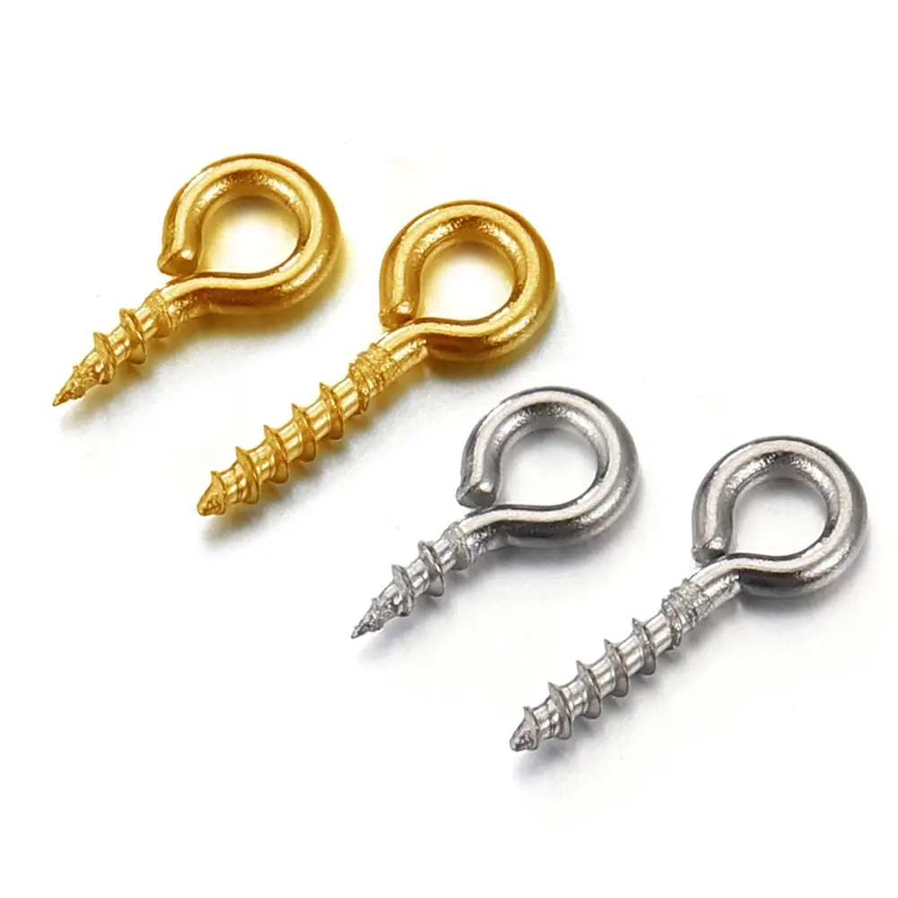 Ganchos de rosca de acero inoxidable con revestimiento de PVD ganchos de rosca de tornillo para la fabricación de joyas accesorio de bricolaje