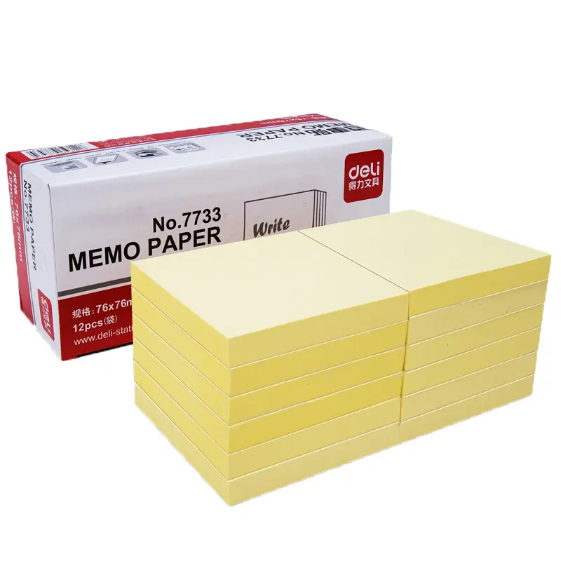 Deli 7733 note adesive colore giallo Memo Pad carta segnalibro cancelleria per note adesive per ufficio e scuola