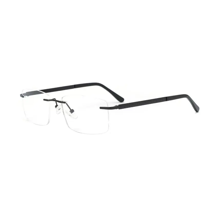 Factory Directly Cheap Price Blue Black Brown Color Mens Rimless Glasses Metal Optical Glasses Frames Custom Logo