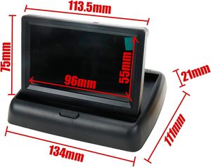 12-24V camión autobús copia de seguridad vista trasera Tft Lcd Color 4,3 pulgadas Monitor de coche dos canales de vídeo RCA pantalla plegable Dash cámara de respaldo