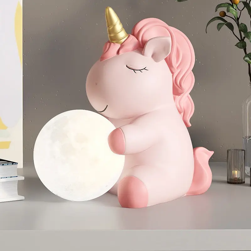 Hot bán dễ thương dễ thương Pet Beast Unicorn mềm phổ cảnh ánh sáng ban đêm trang trí phòng khách phòng ngủ cạnh giường ngủ đèn bàn