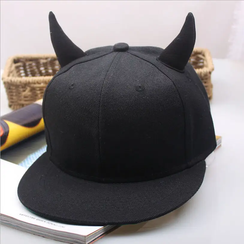 S1466 vendita Calda unisex nero corna da diavolo baseball regolabile snapback caps hip hop cappelli per la vendita