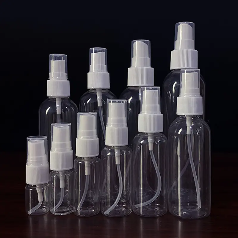 Leerer feiner Nebel PET 5ml 10ml 15ml 20ml 30ml 50ml 60ml 80ml 100ml 200ml Transparente Plastiks prüh flasche für kosmetische Verpackungen