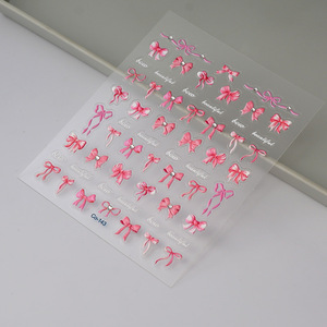 Qianya <strong>2025</strong> Valentine's Day 3D Plastic Nail Art Stickers Pink Red Bowknot Heart Design Self Adhesive Rhinestone Nail <strong>Decals</strong> for - Product Image 4