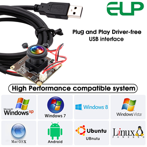 ELP 2592*1944 5MP 30fps USB modulo Fisheye 180 gradi Mini Webcam industriale con microfono per Raspberry PI Jetson Nano