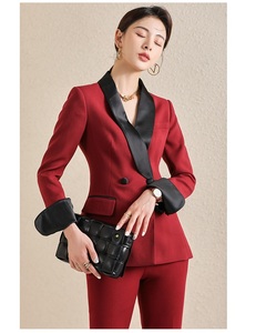 Korea Modedesign rote Farbe Dame Karriere passt Frauen Business-Anzüge OC634
