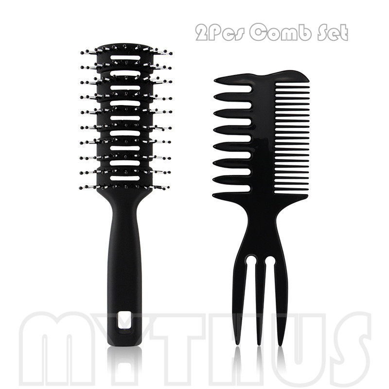 #02 Noir 2Pcs Detangle Brush Set