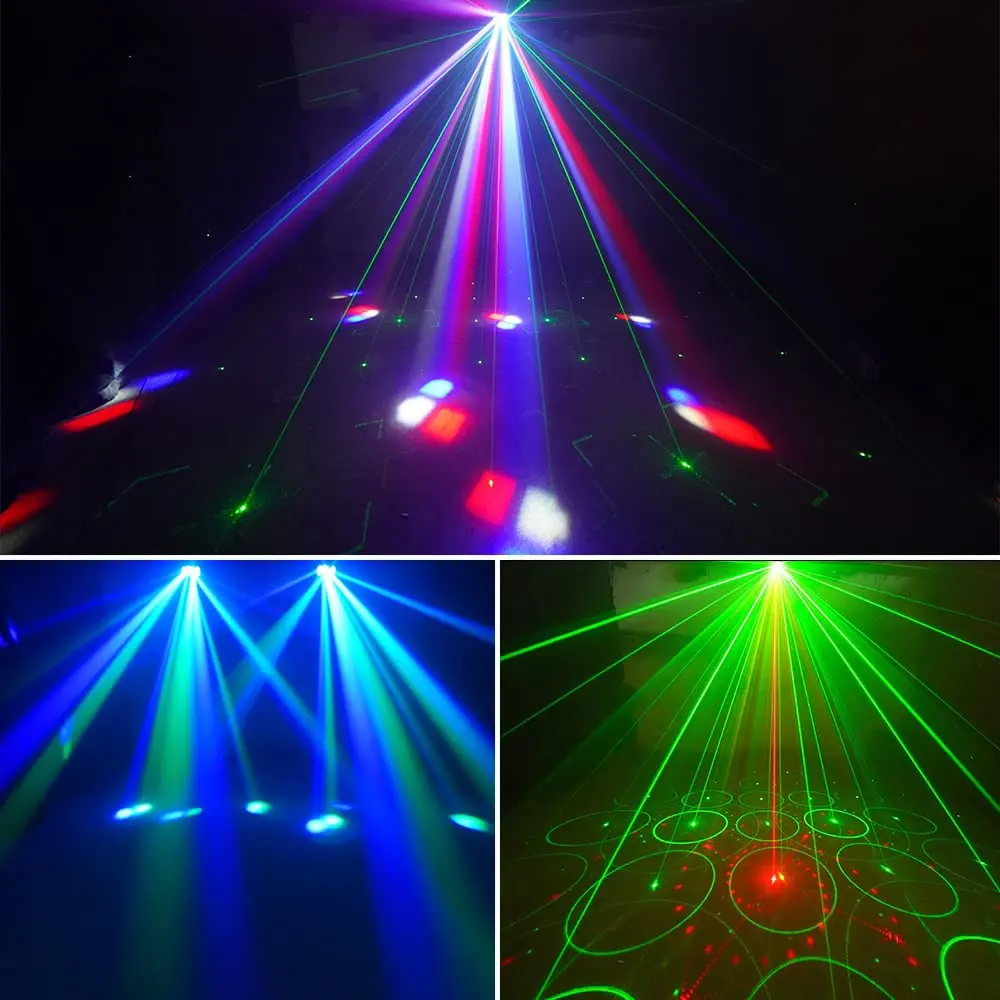 DJ Disco Beam 4in 1 Stage Light Rouge Vert Laser Patterns Strobe Dynamic Marquee Effect Party Wedding Club Dance Lamp KTV