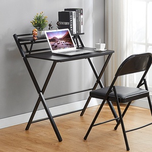 Mesa de ordenador plegable de almacenamiento de doble capa moderna Simple hogar estudiante estudio escritorio habitación instalación-muebles de alquiler gratis - Product Image 3