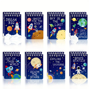 Mini cuadernos temáticos Bloc de notas en espiral de bolsillo con diseños de astronauta, cohete y Planeta para fiestas de cumpleaños, recuerdo de aula - Product Image 5