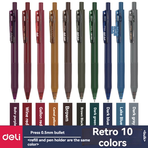 Deli A201 High Quality Retro <strong>Color</strong> Gel Pen Purple + Gray 2 Press Pen 0.5mm Small Fresh Student <strong>Notebook</strong> <strong>Notes</strong> <strong>with</strong> <strong>Color</strong> Pen - Product Image 6