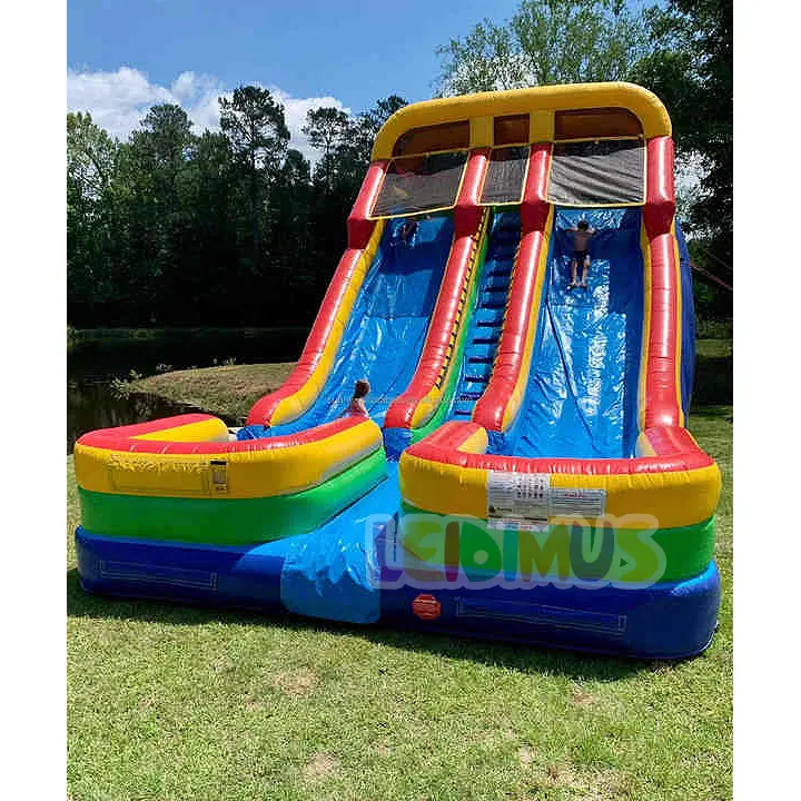 Thương mại Inflatable khô trượt 18ft 20ft đôi Lane SLIDES Inflatable Nhà trượt nước cho trẻ em người lớn với Blower