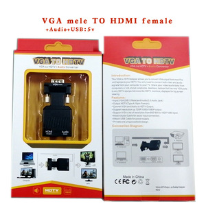 <strong>VGA</strong> to <strong>HDMI</strong> Converter Plug Adapter Male to Female Lead with Audio <strong>Output</strong> Cable Micro Power Port 1080P Signal <strong>Output</strong> for Computer