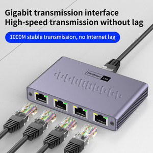 Divisor de cable de red Gigabit de uno a cuatro con función POE Extensión de interruptor de red RJ45 para acceso simultáneo a Internet
