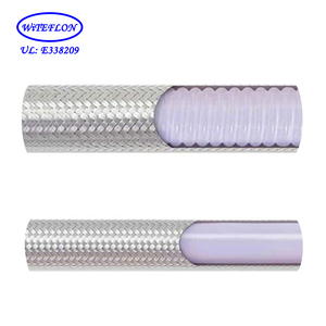 Isı direnci yalıtım iç tabaka PTFE oluklu hortum körük <span class=keywords><strong>F4</strong></span> SS304 örgülü kıvrık boru
