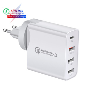 48W Quick Charge PD Type C USB 4 Ports Wall Charger for iPhone Samsung Xiaomi Tablet QC <strong>3</strong>.0 Fast Charging EU UK <strong>AU</strong> Plug Adapter - Product Image 1