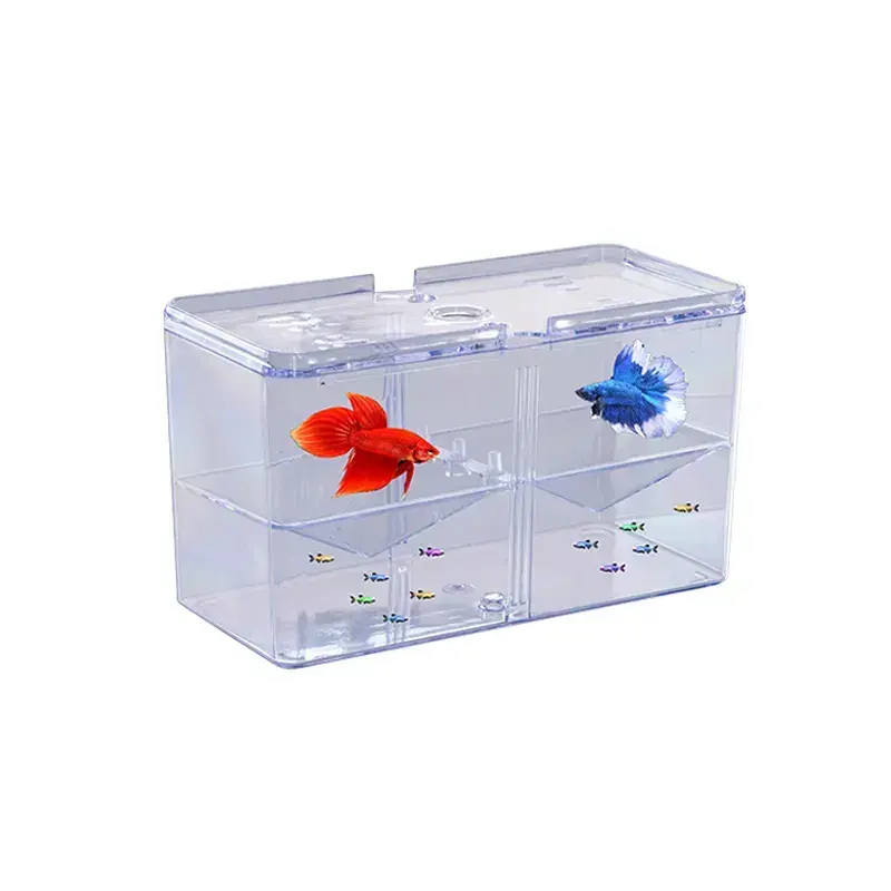 Caja de cría de peces de acuario, tanque de incubadora de criadero de acrílico con ventosas, Caja de aislamiento media para peces de bebé, camarones, Betta