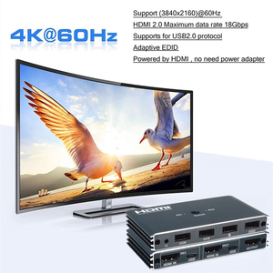 4K 60HZ <strong>KVM</strong> USB <strong>Switch</strong> <strong>2</strong> PC Computer <strong>2</strong> in <strong>1</strong> Out <strong>2</strong>.0 Audio Video Access Switcher 2x1 Shared Display