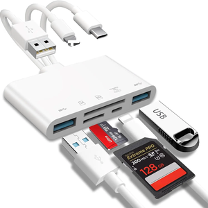 5合1通用读卡器SD/TF插槽USB3.0/Type-C/Ligting OTG相机适配器，用于Android/iPhone/iPad外部安装 - Product Image 1