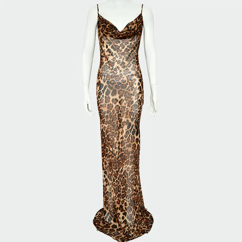 Leopardo de impresión 2022 de encaje de verano dama brillantina vestidos de mujer elegante vestido de noche de fiesta