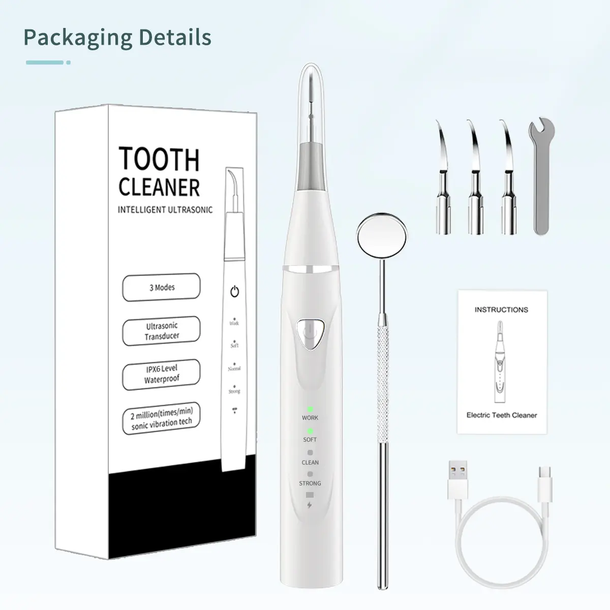 Sonic Teeth Cleaner Machine Tooth Clean Ultrasonic Scaler Dental Cleaner
