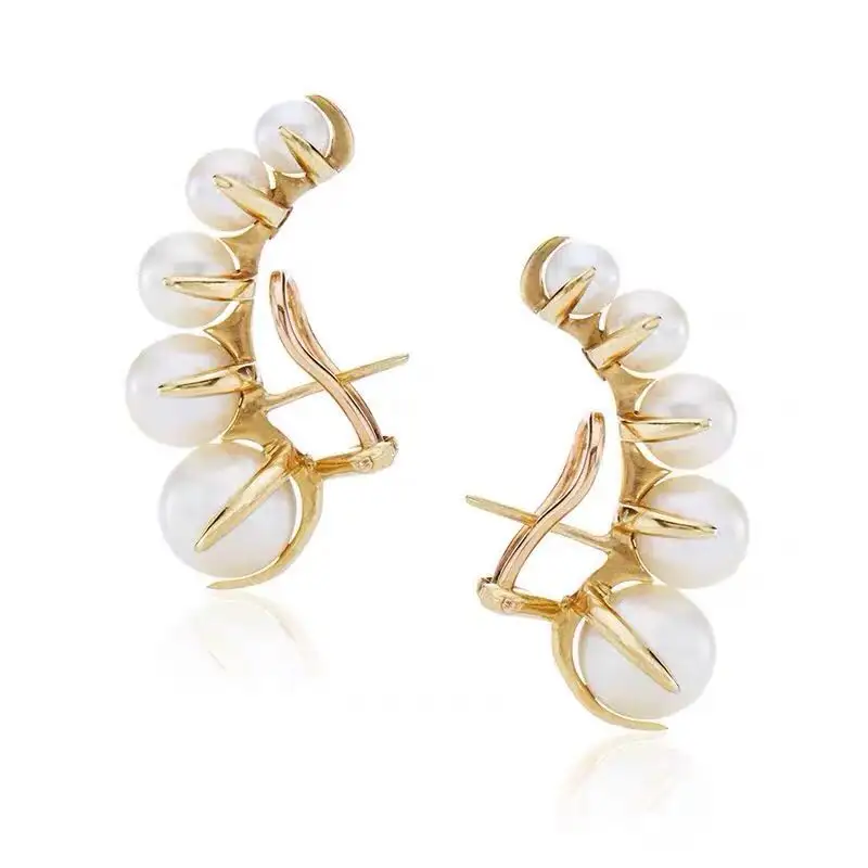 Bijoux personnalisés en laiton plaqué or 18 carats, boucles d'oreilles en perles délicates à prix d'usine pour femmes et filles, vente en gros