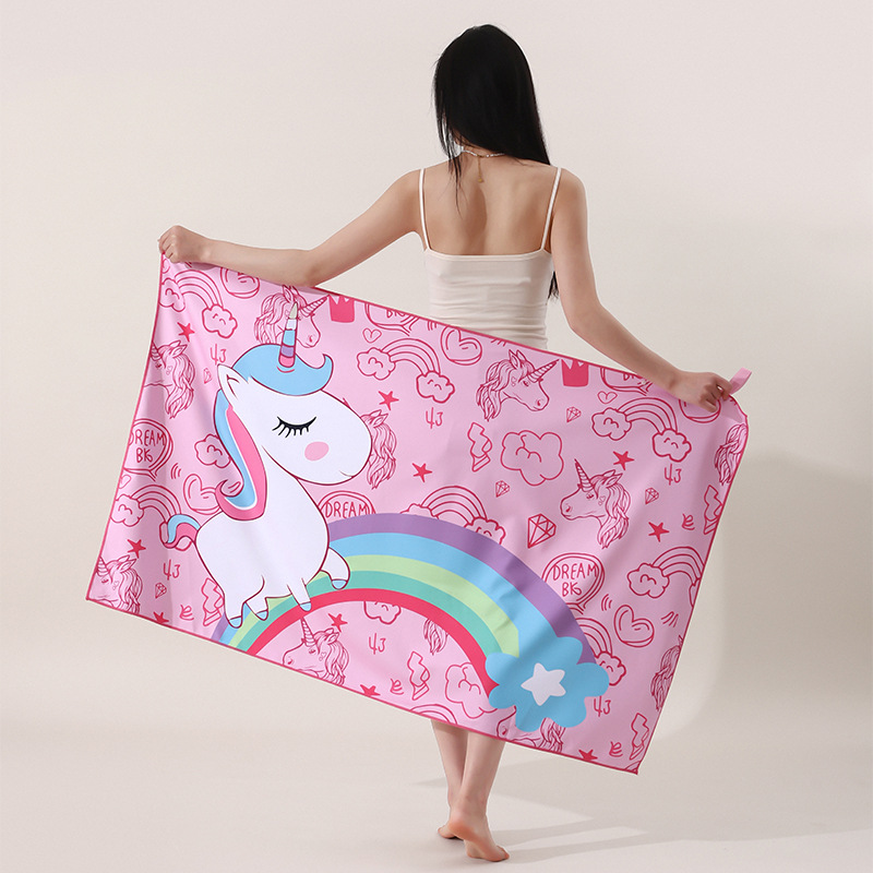 0974 Velours double face licorne arc-en-ciel