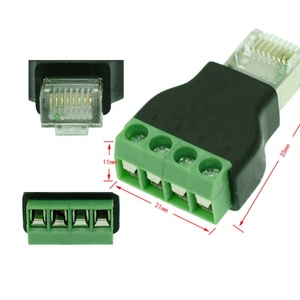 Ventas de fábrica Ethernet RJ45 8P8C Enchufe macho a convertidor de adaptador de terminal de tornillo de 4 pines RJ45 a 485 Terminal-Accesorios de conector - Product Image 4