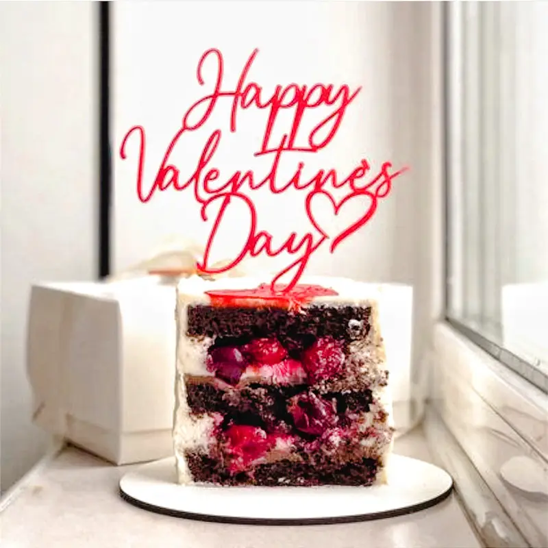 Groothandel Custom Viering Acryl Cake Invoegen Verticale Bakdecoratie My Love Happy Valentijnsdag Cake Topper