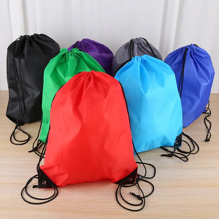 High Quality 190T 210D Reusable Cheap Custom Logo Sports Design Packaging Nylon Polyester Drawstring Bags