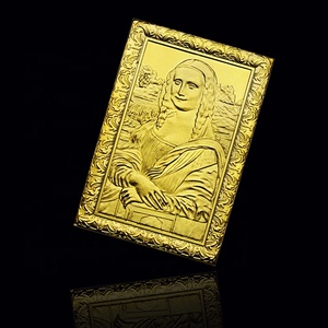 FS-Craft Leonardo Da Vinci büyük iş yağ Mona Lisa kaplama altın Bar 24k saf külçe altın