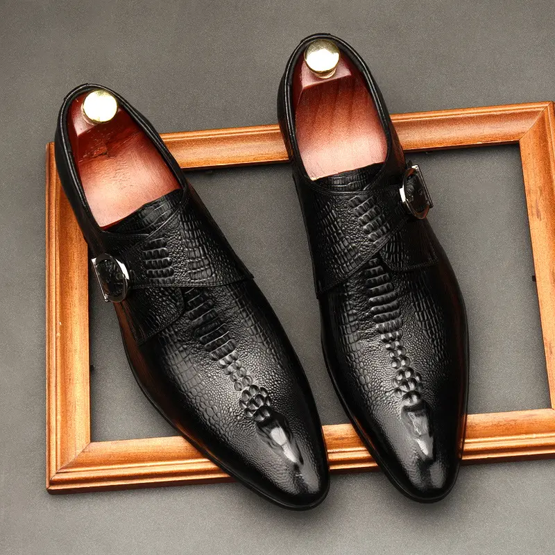 Wholesale negócio vestido sapatos de couro masculino britânico coreano crocodilo fivela casamento mengke sapatos vinho vermelho